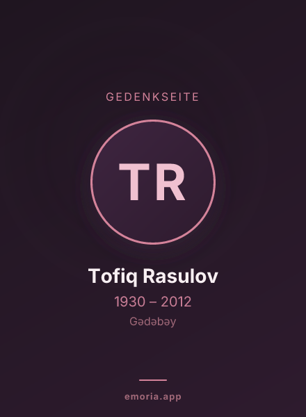 Gedenkportrait von Tofiq Rasulov