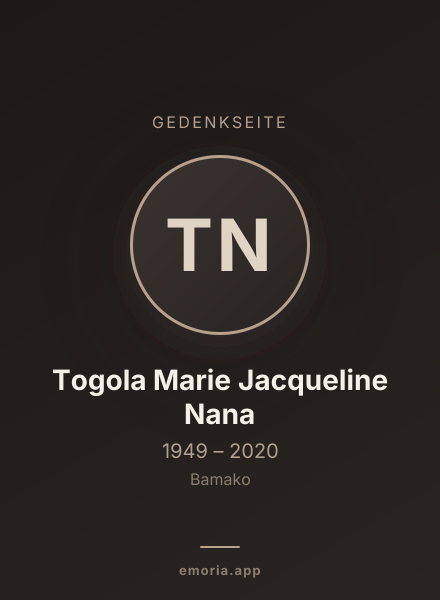 Gedenkportrait von Togola Marie Jacqueline Nana