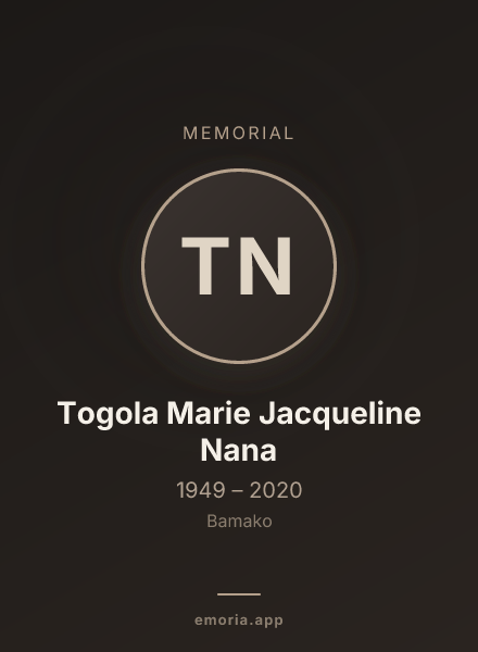 Memorial portrait of Togola Marie Jacqueline Nana