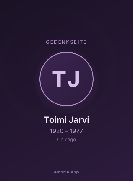 Gedenkportrait von Toimi Jarvi