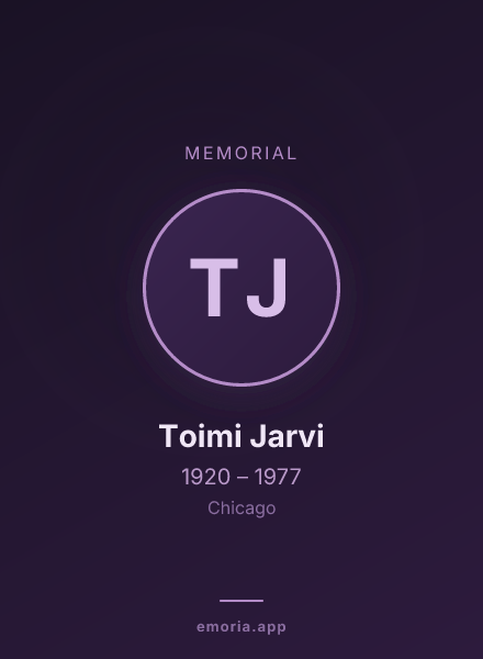 Memorial portrait of Toimi Jarvi