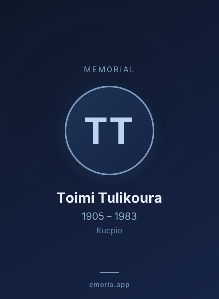 Memorial portrait of Toimi Tulikoura