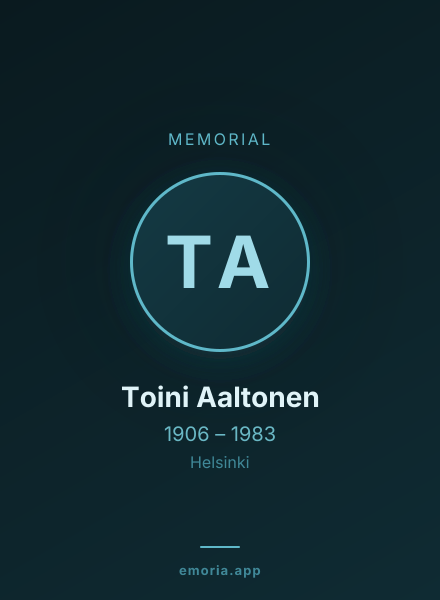 Memorial portrait of Toini Aaltonen