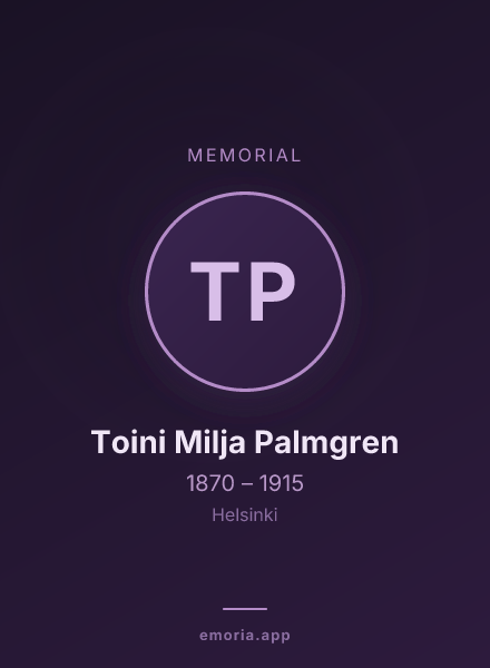 Memorial portrait of Toini Milja Palmgren