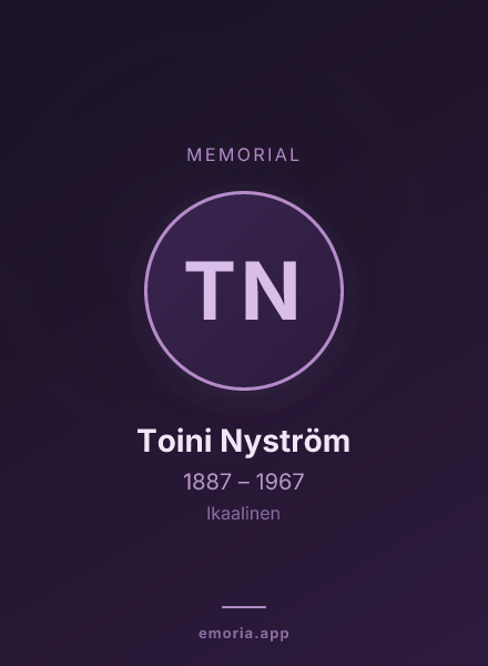 Memorial portrait of Toini Nyström