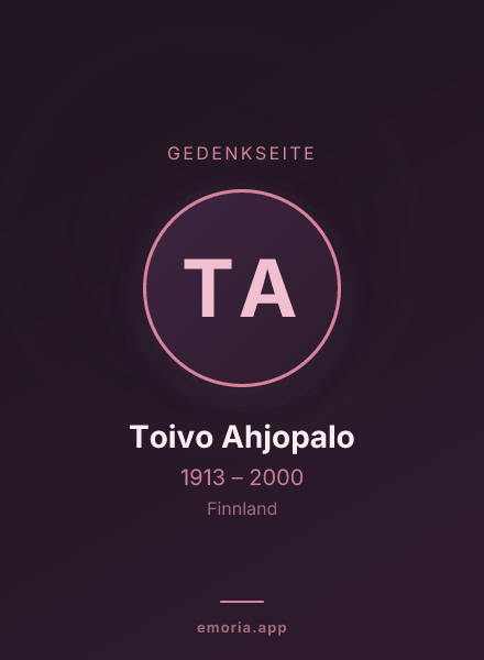 Gedenkportrait von Toivo Ahjopalo