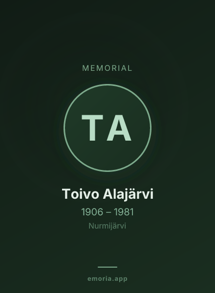 Memorial portrait of Toivo Alajärvi