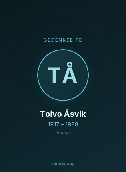 Gedenkportrait von Toivo Åsvik