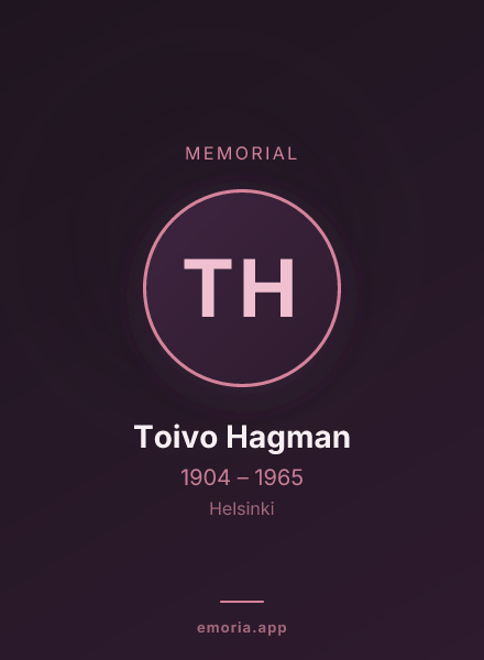 Memorial portrait of Toivo Hagman