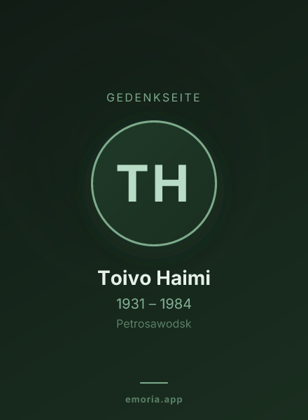 Gedenkportrait von Toivo Haimi