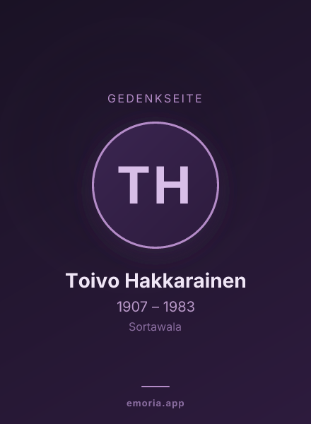 Gedenkportrait von Toivo Hakkarainen
