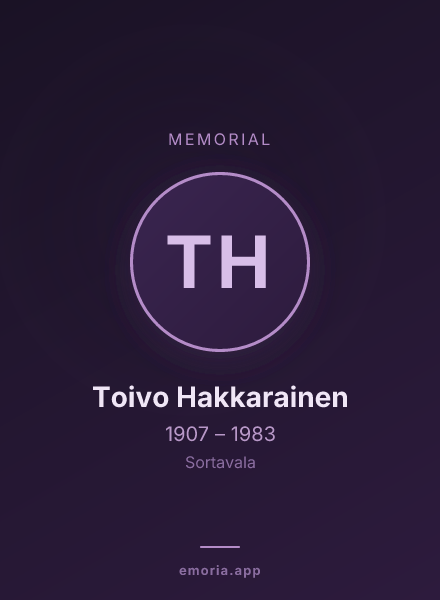 Memorial portrait of Toivo Hakkarainen