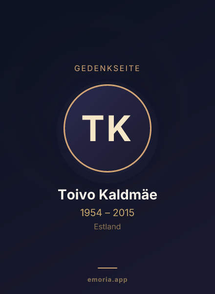 Gedenkportrait von Toivo Kaldmäe