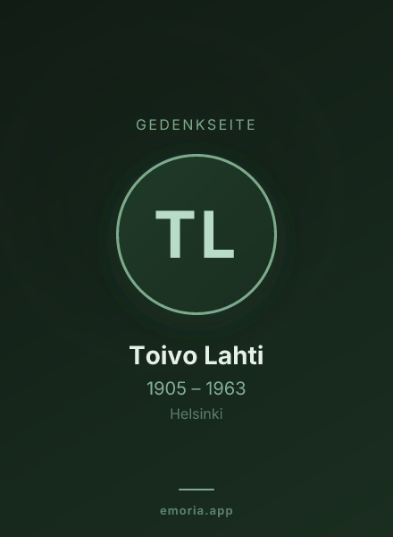 Gedenkportrait von Toivo Lahti