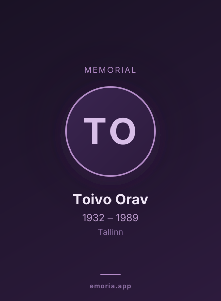 Memorial portrait of Toivo Orav
