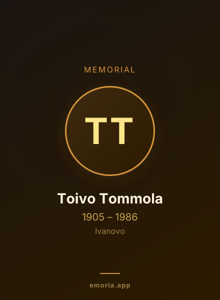 Memorial portrait of Toivo Tommola