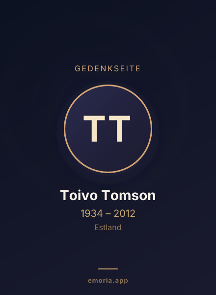 Gedenkportrait von Toivo Tomson