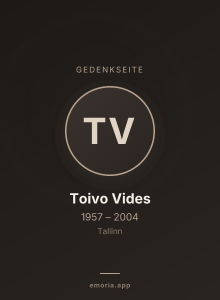 Gedenkportrait von Toivo Vides