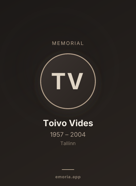 Memorial portrait of Toivo Vides