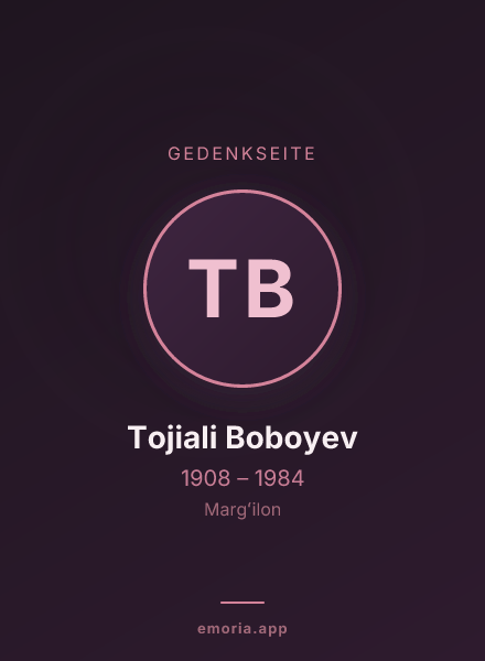 Gedenkportrait von Tojiali Boboyev
