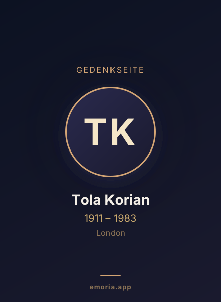Gedenkportrait von Tola Korian