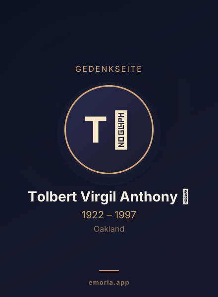 Gedenkportrait von Tolbert Virgil Anthony Ⅱ