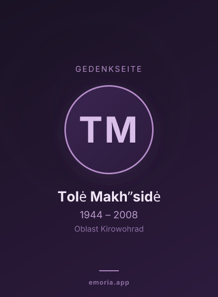 Gedenkportrait von Tolė Makhʺsidė