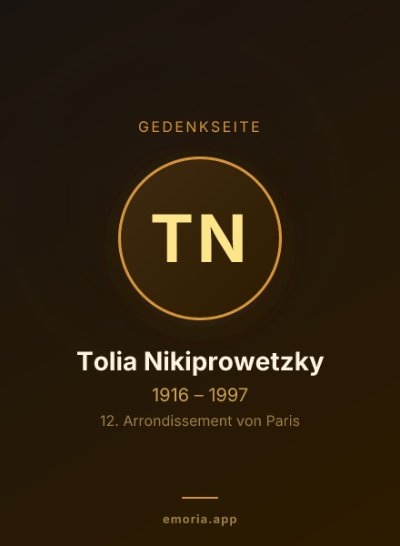 Gedenkportrait von Tolia Nikiprowetzky