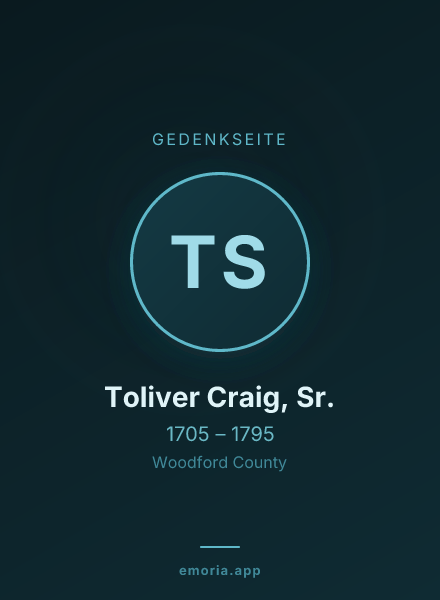 Gedenkportrait von Toliver Craig, Sr.