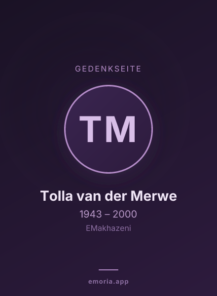 Gedenkportrait von Tolla van der Merwe
