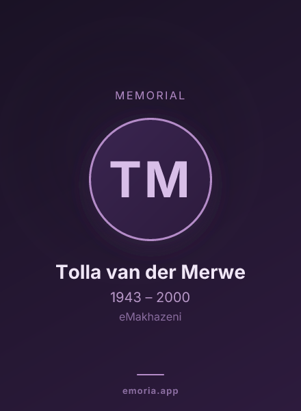 Memorial portrait of Tolla van der Merwe