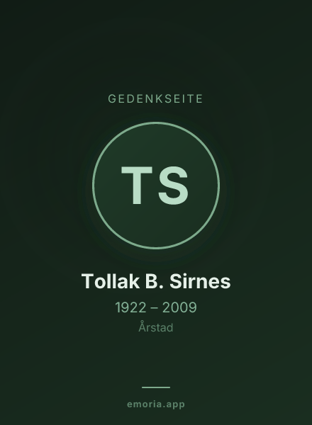 Gedenkportrait von Tollak B. Sirnes