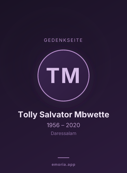 Gedenkportrait von Tolly Salvator Mbwette