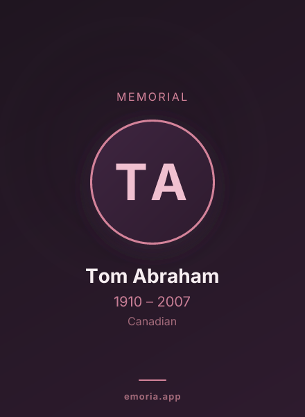 Memorial portrait of Tom Abraham
