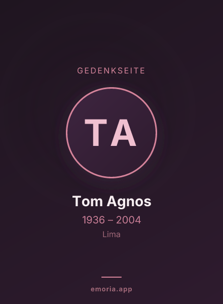Gedenkportrait von Tom Agnos