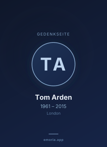 Gedenkportrait von Tom Arden