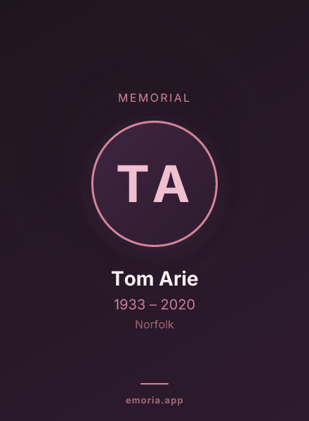 Memorial portrait of Tom Arie