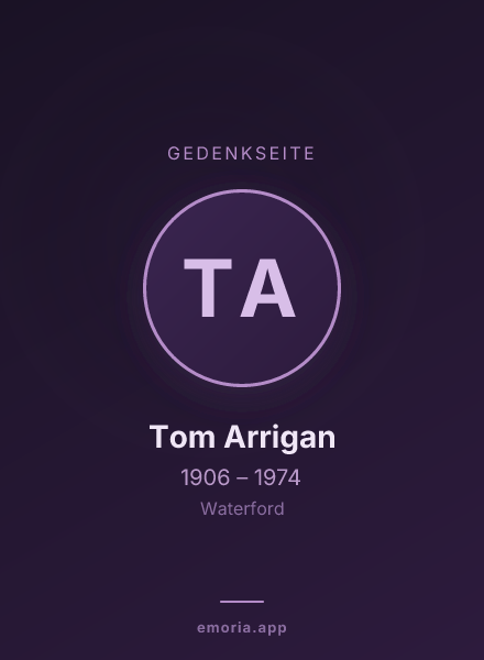 Gedenkportrait von Tom Arrigan