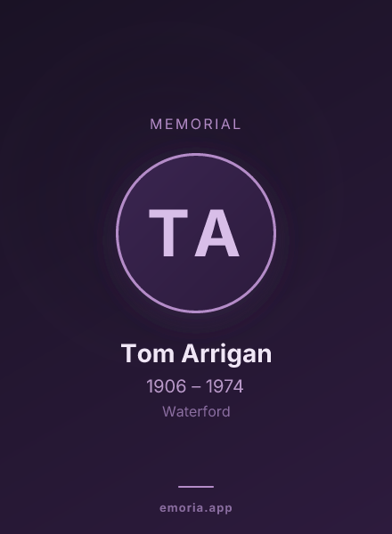 Memorial portrait of Tom Arrigan