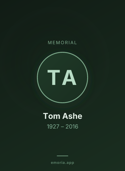 Memorial portrait of Tom Ashe