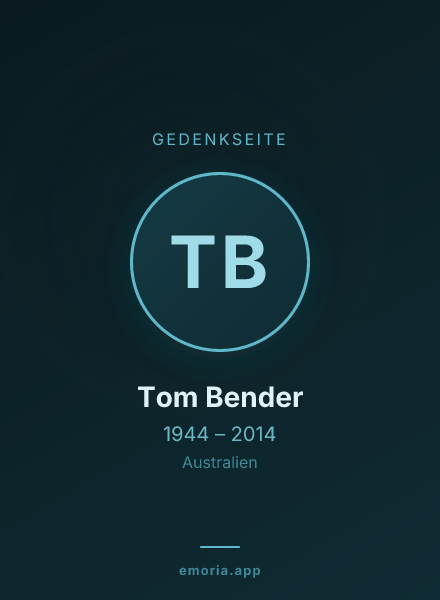 Gedenkportrait von Tom Bender