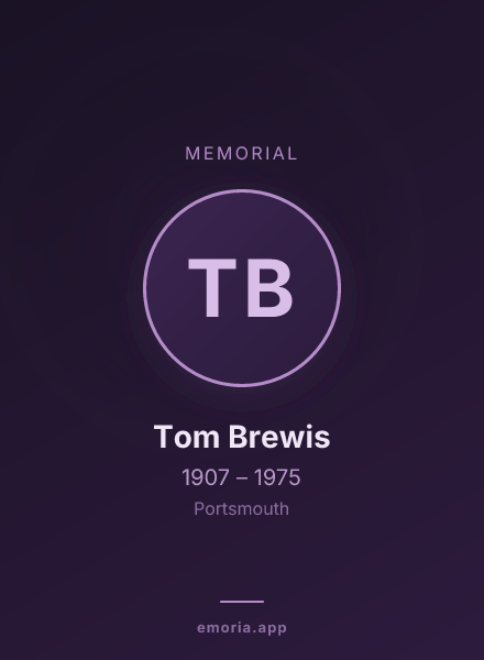 Memorial portrait of Tom Brewis