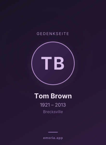 Gedenkportrait von Tom Brown