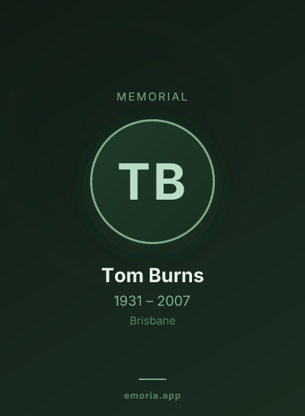 Memorial portrait of Tom Burns