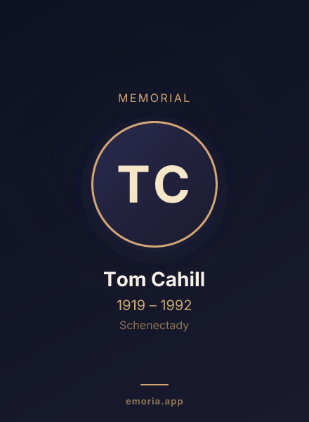Memorial portrait of Tom Cahill