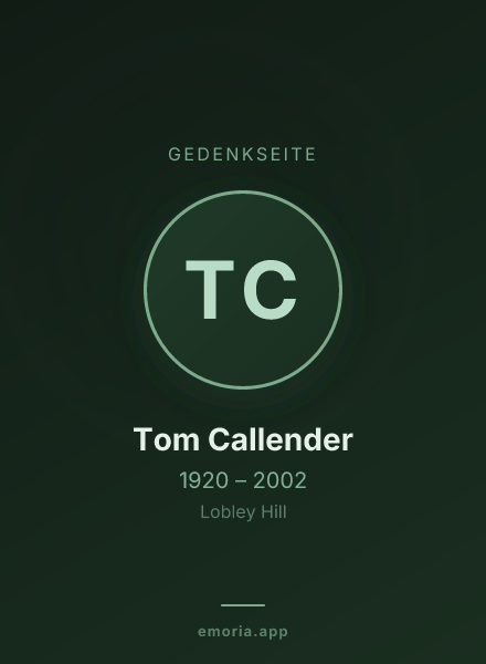 Gedenkportrait von Tom Callender