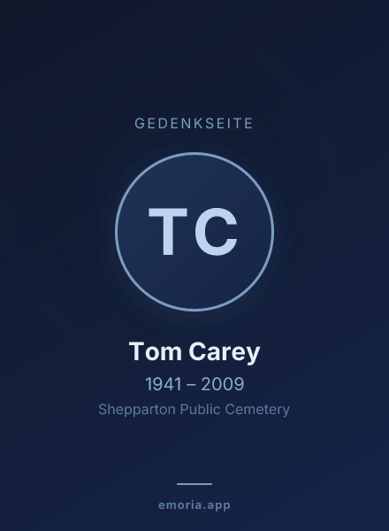 Gedenkportrait von Tom Carey