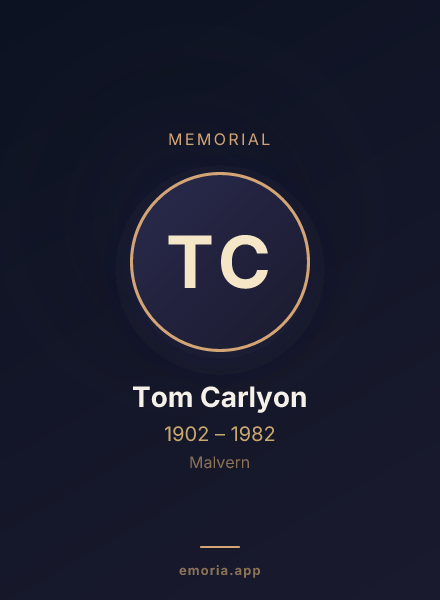 Memorial portrait of Tom Carlyon