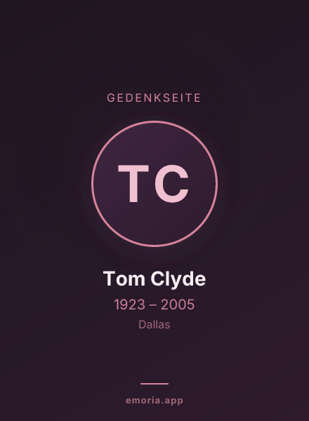 Gedenkportrait von Tom Clyde