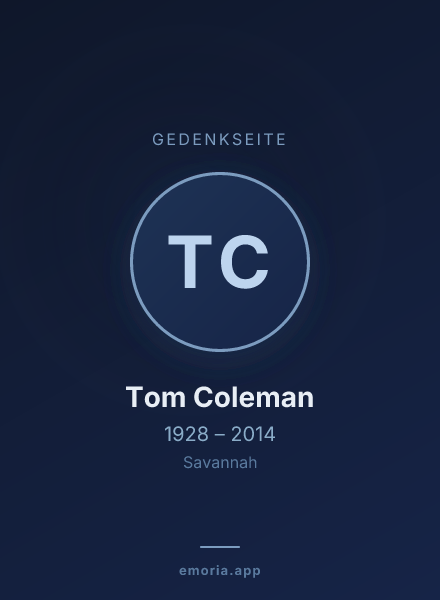 Gedenkportrait von Tom Coleman